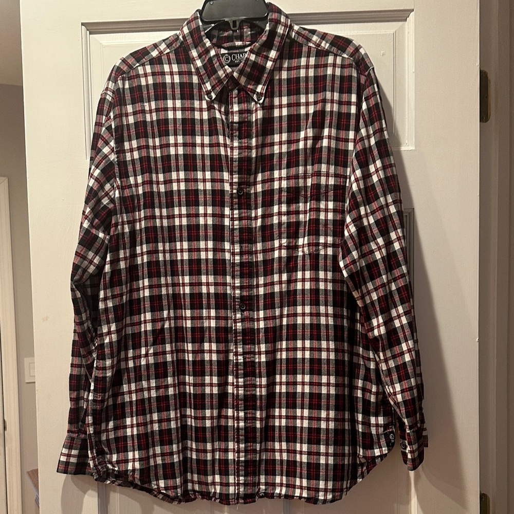 Chaps Red and Black Plaid Button Down Shirt